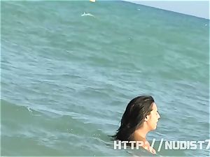 splendid naturist ladies are grasped on camera on a beach