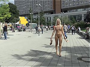 towheaded Czech nubile showcasing her super hot figure bare in public